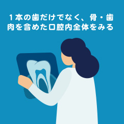 一本の歯だけでなく、骨・歯肉を含めた口腔内全体をみる